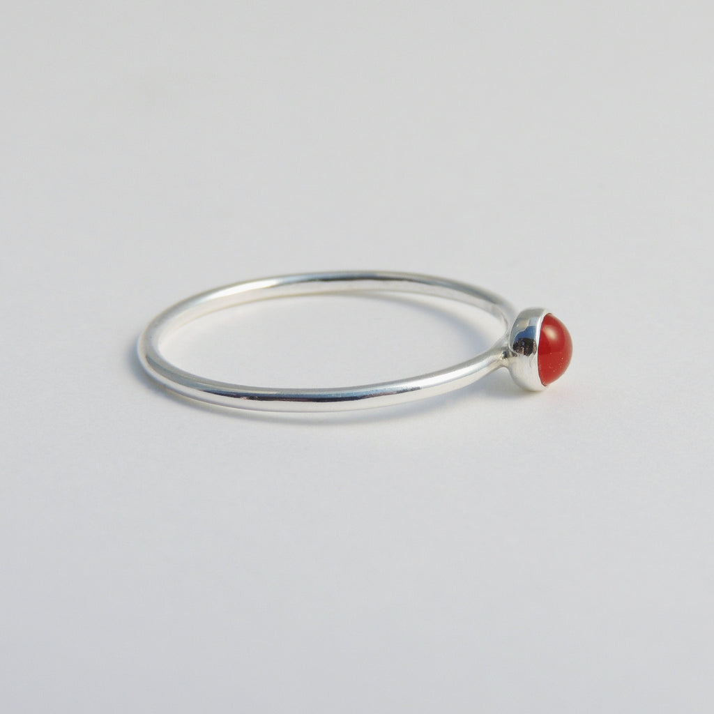 Carnelian Ring Sterling Silver Stacking Ring Orange Stone