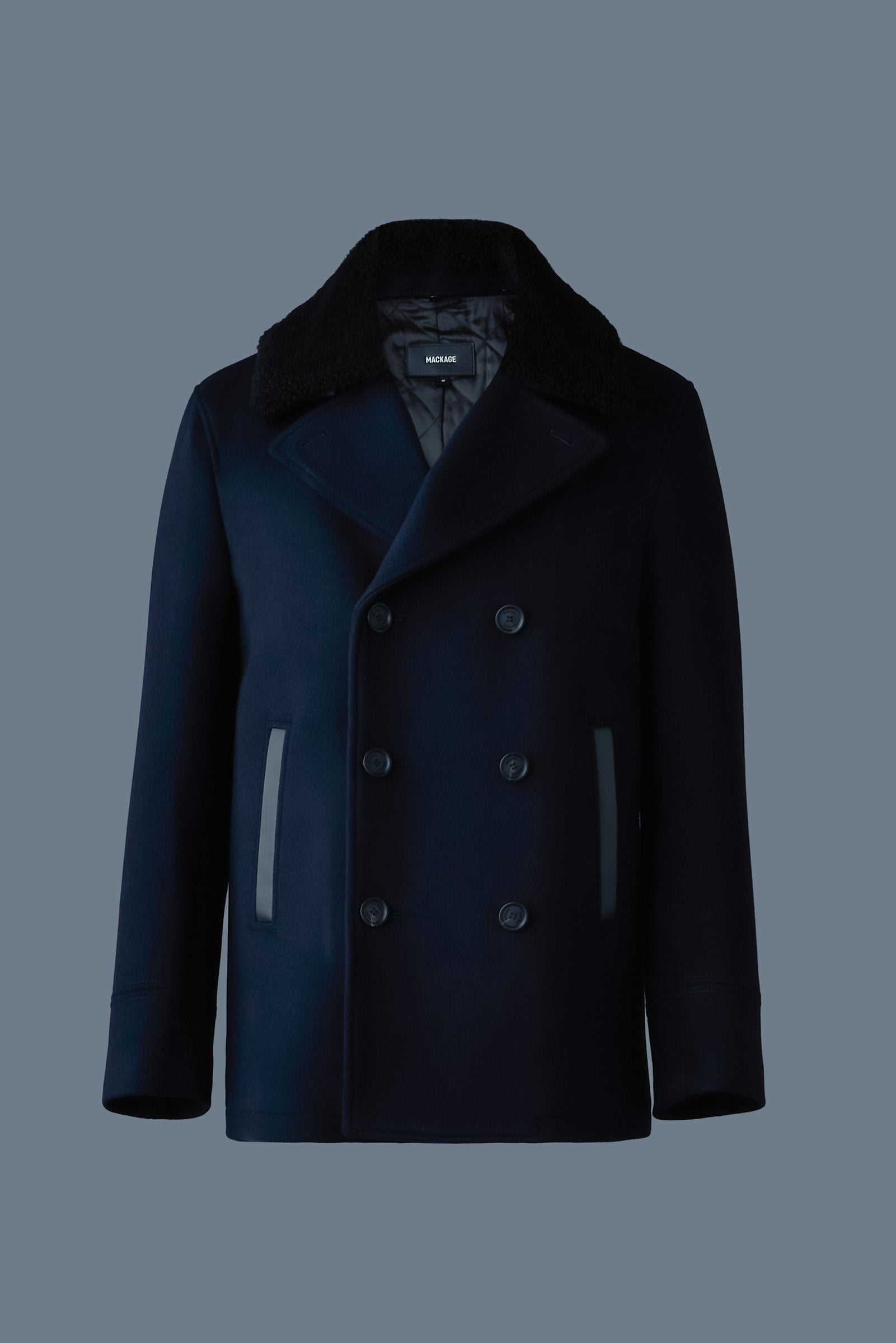 COLE wool double-breasted jacket with shearling collar