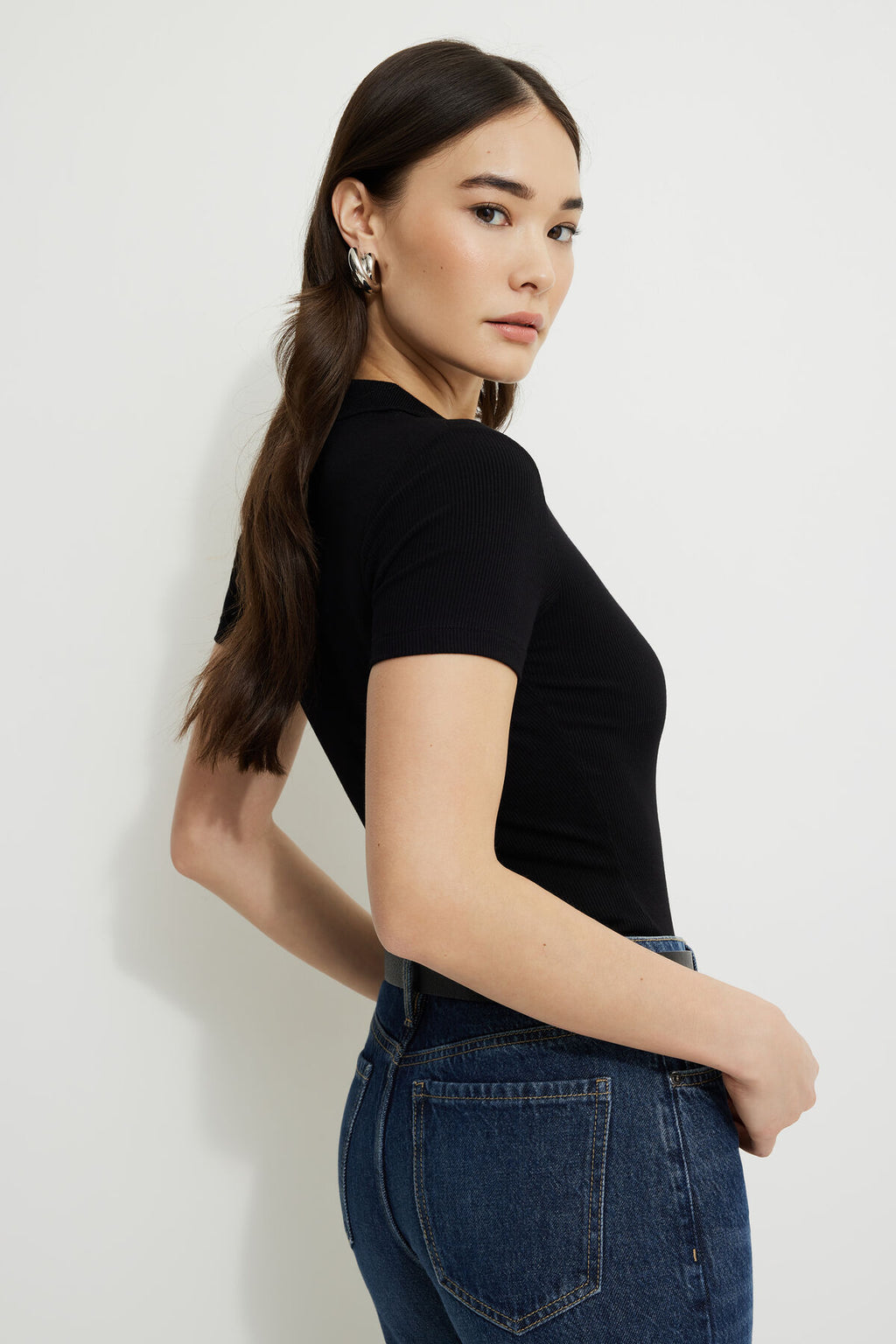 Ribbed Polo Bodysuit