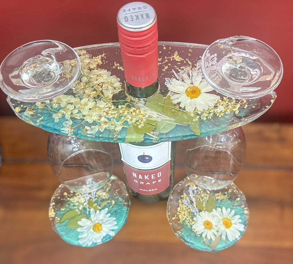 Coffret à verres à vin avec 2 sous-verres en résine