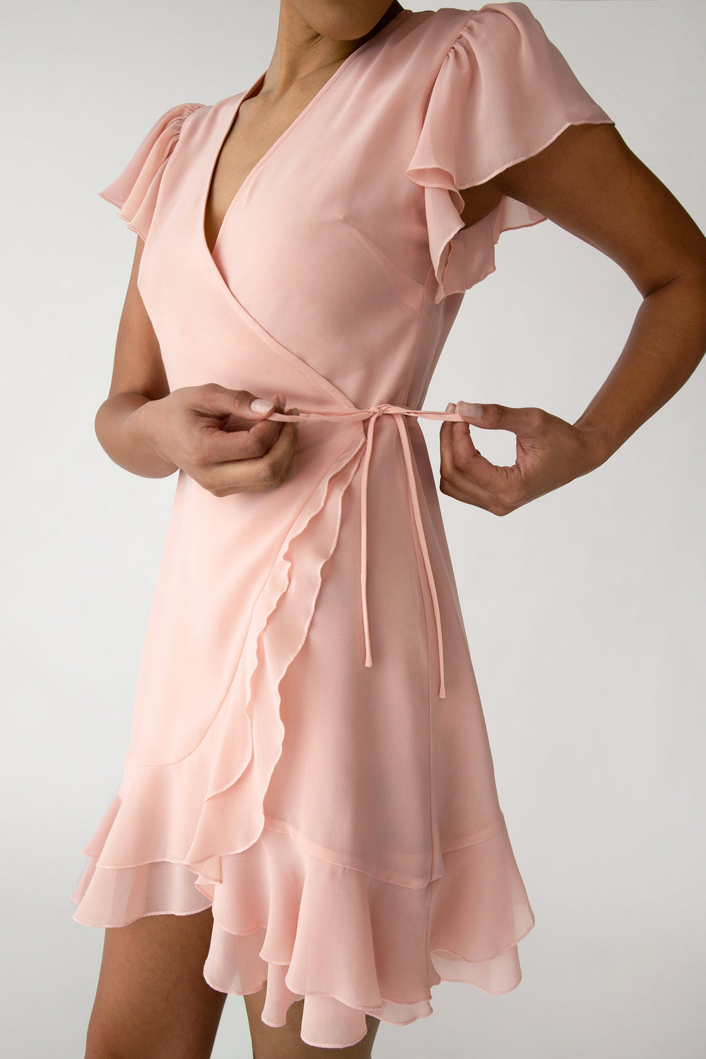 ROBE MINI PORTEFEUILLE AVEC OURLET À VOLANTS