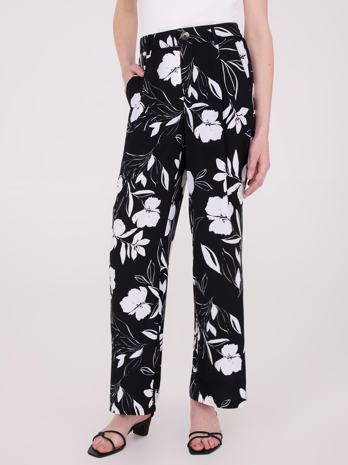 Pantalon large imprimé taille mi-haute