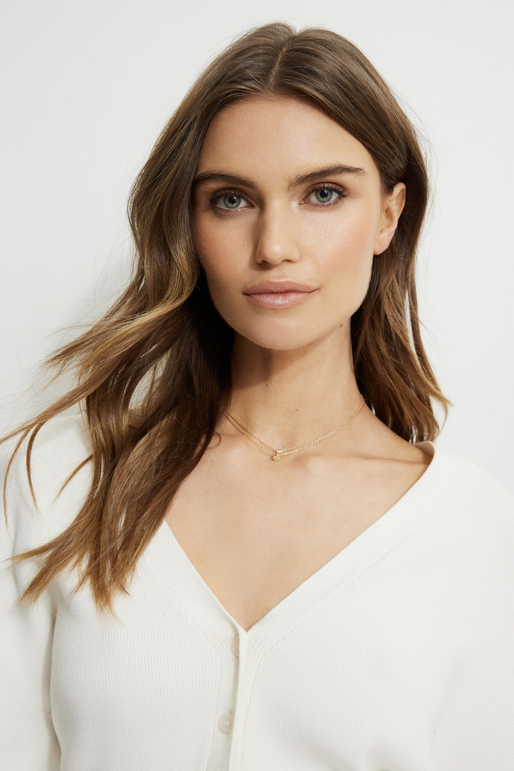 Lot de 2 mini colliers en rouleau de pierres précieuses