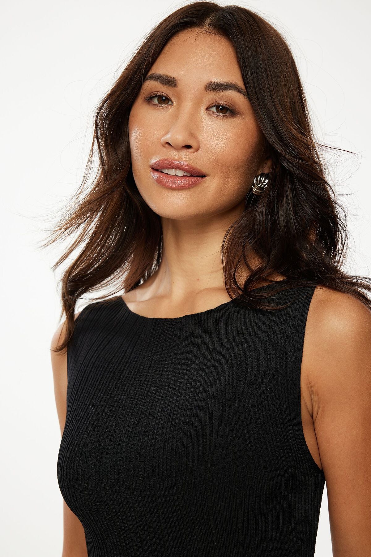 Mini-robe côtelée à col bateau