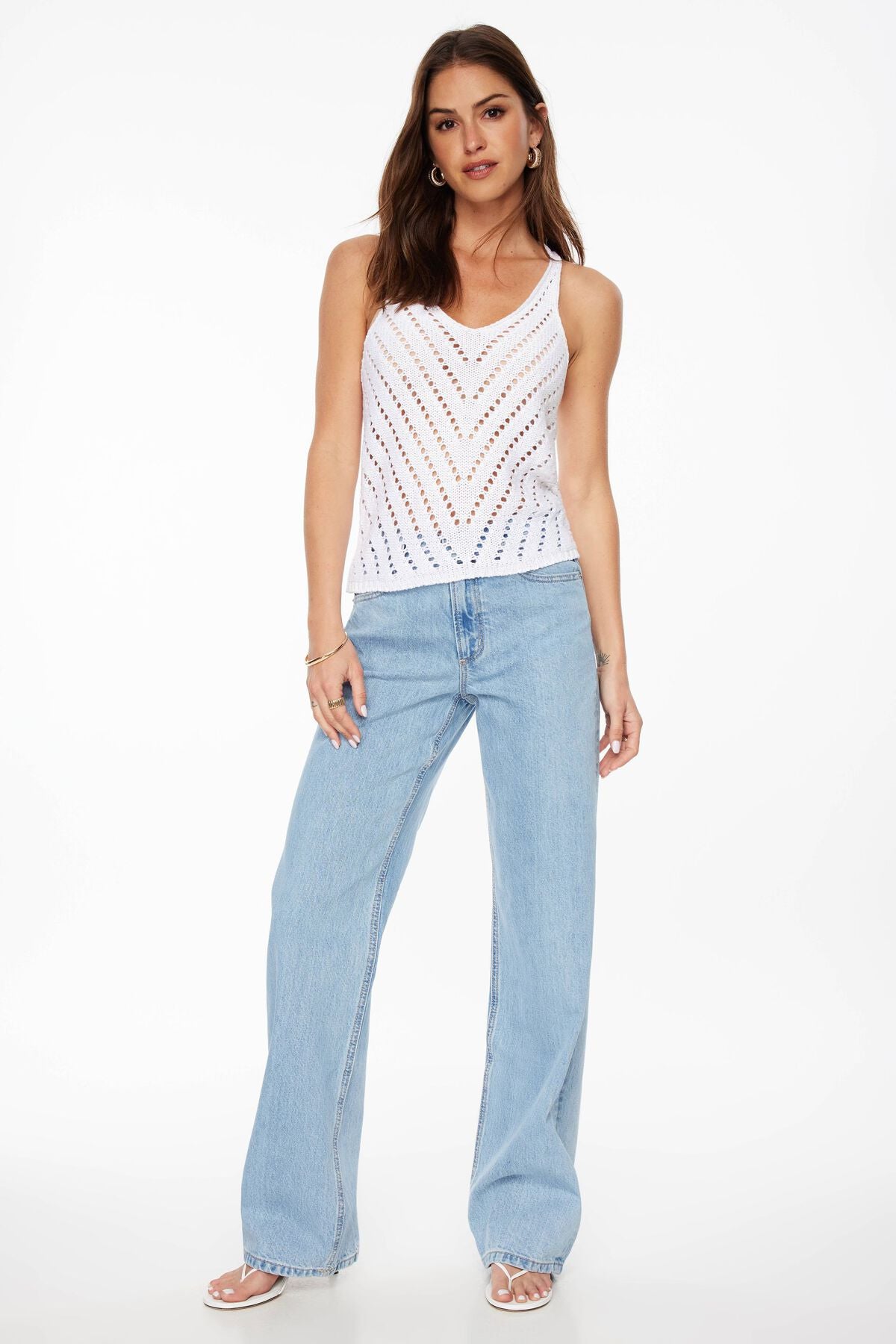 Semi Sheer Pointelle Tank Top